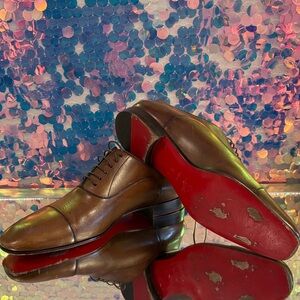 Christian Louboutin Greggo Brown Leather Oxfords RedSole Authentic Size 42